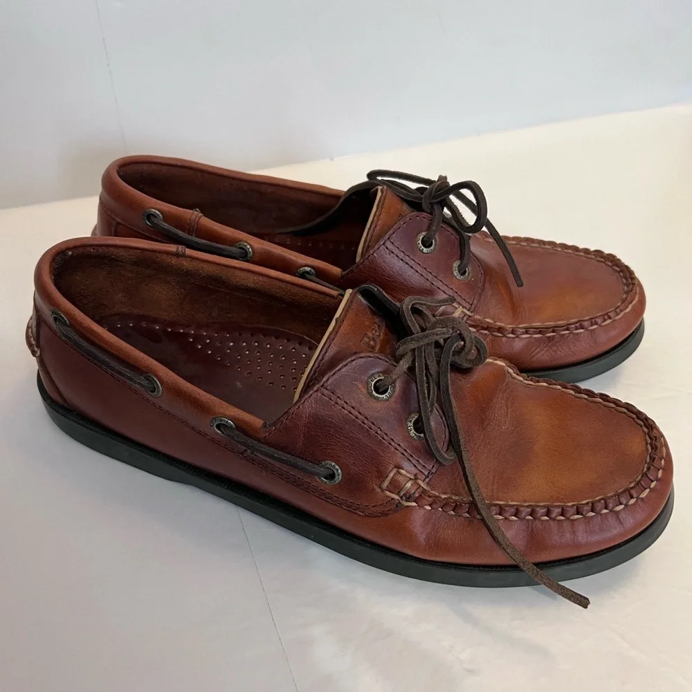 L.L. Bean Men's Casco Bay Leather Moc Boat Shoes Canyon Size 10
